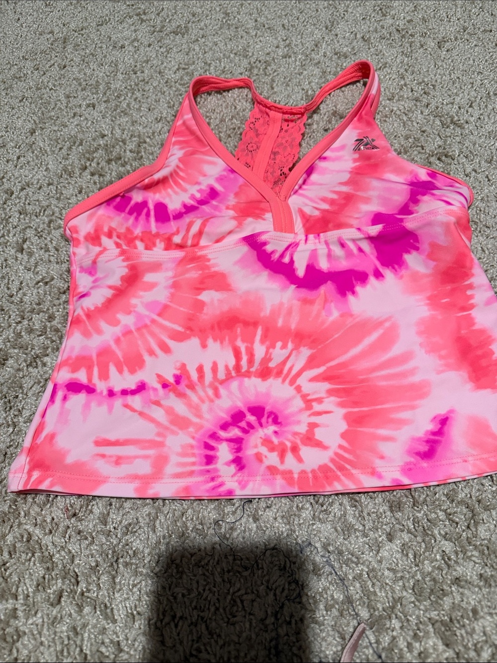 ZeroXposur Girls Neon Pink & Fuchsia Tie-Dye Swim Tank